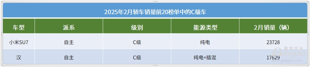 2月轿车销量TOP20：海鸥继续领跑，前四都是自主车