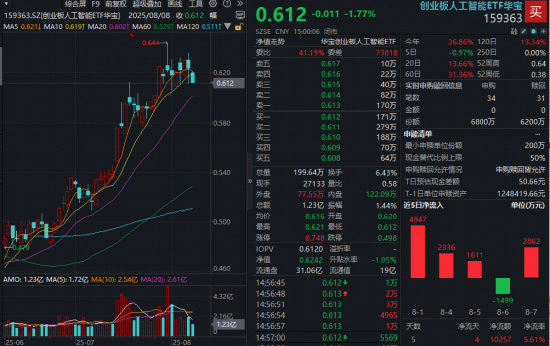 AI应用突发大跌，创业板人工智能ETF（159363）失守10日线！中际旭创逆市飘红，算力持续高景气